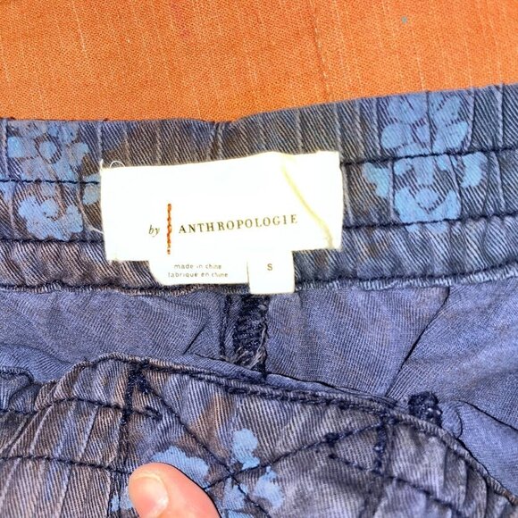 Anthropologie S Blue Cargo Jogger Pants Sz Small Floral Print Drawstring Waist W - Picture 5 of 10